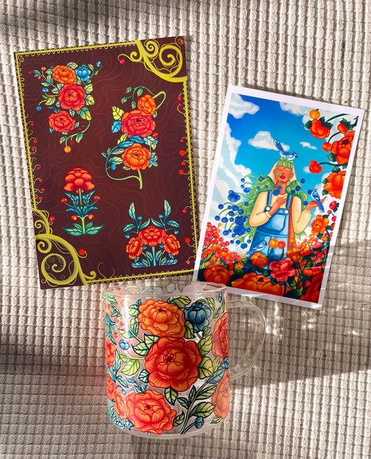 Blossom Tier- 2 stickers or 1 sticker sheet, 1 mug and 1 mini print/mo